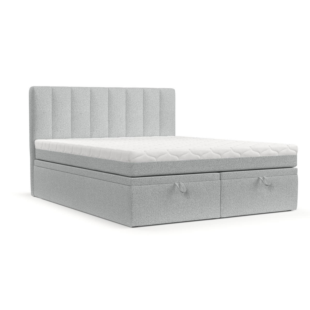 BOXBETT Lume 160/200 cm Hellgrau im Riva Stoff - Hellgrau/Schwarz, Holz/Holzwerkstoff (160/200cm) - AltaBeds