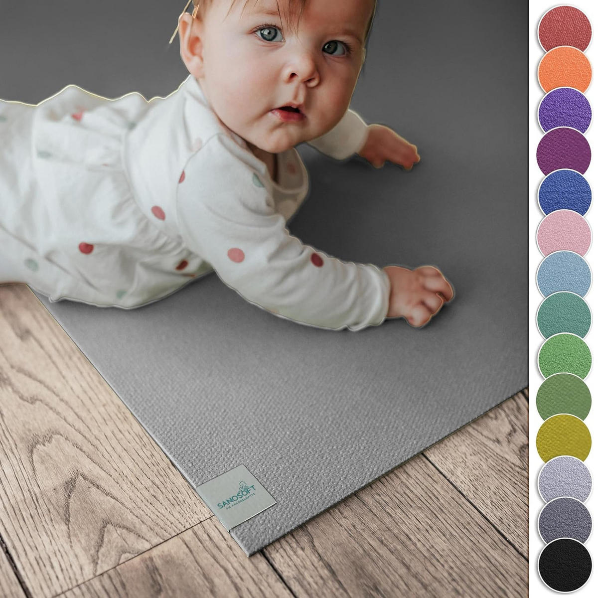 KRABBELMATTE 180cm X 240cm Hellgrau - Hellgrau, Textil (180/240cm) - Sanosoft