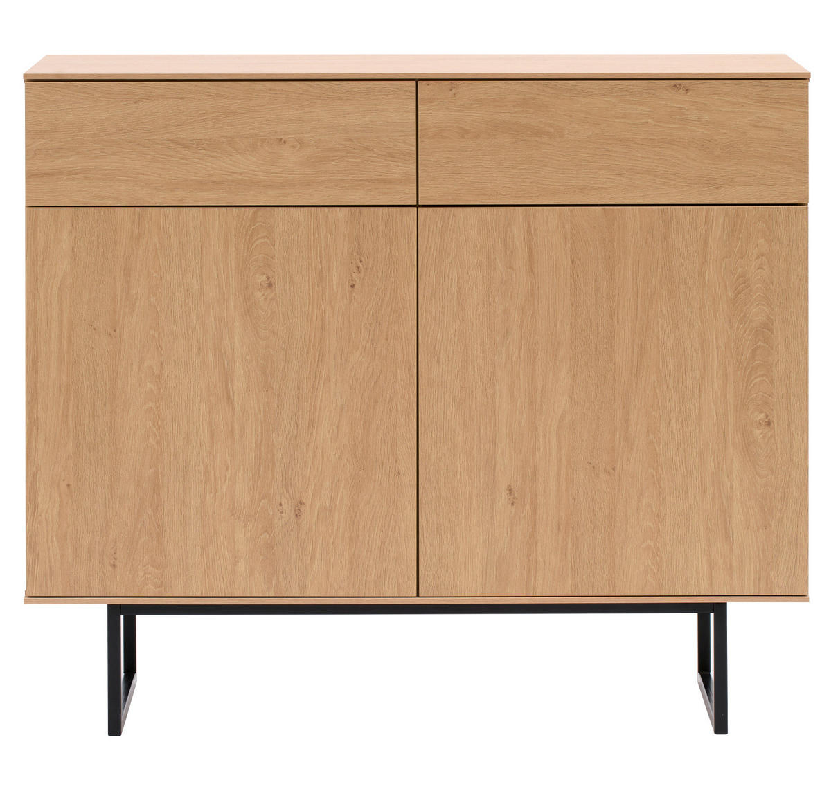 FLURKOMMODE Stone Eiche 115 x 98 cm, Schuhschrank mit Push-to-Open - Eichefarben/Schwarz, Holzwerkstoff/Metall (115/98/40cm) - Furn.Design