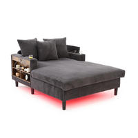 CHAISELONGUE 170/129/70 cm mit LED-Beleuchtung, USB-Anschluss, Stauraum und 2 Becherhaltern, Dunkelgrau - Dunkelgrau, Textil (170/70/129cm) - Redom