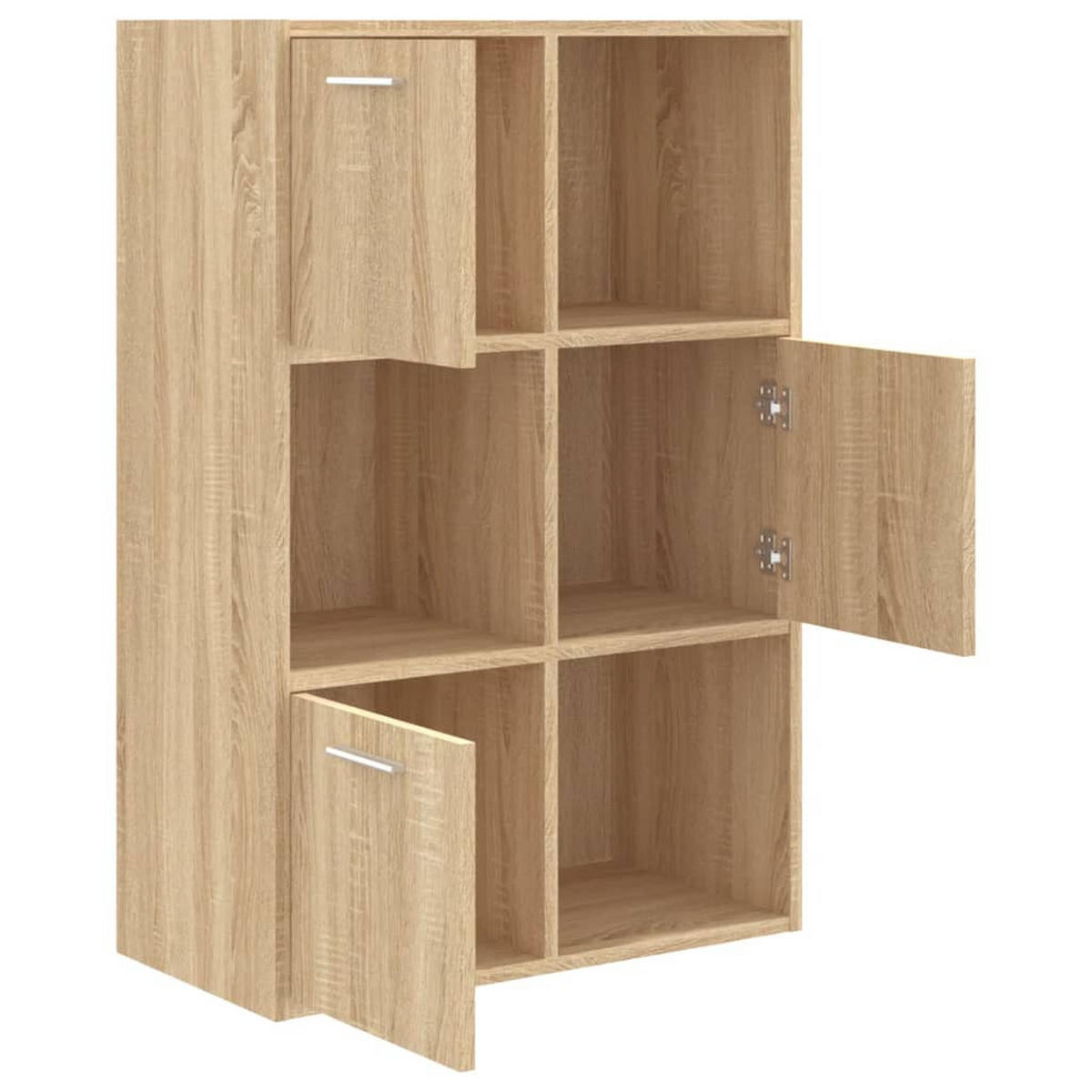BÜCHERSCHRANK mit 3 Fächern, 3 Türen 60/29,5/90 cm aus Holzwerkstoff Sonoma-Eiche Dekor - Sonoma Eiche, Holz (60/90/29.5cm) - vidaXL