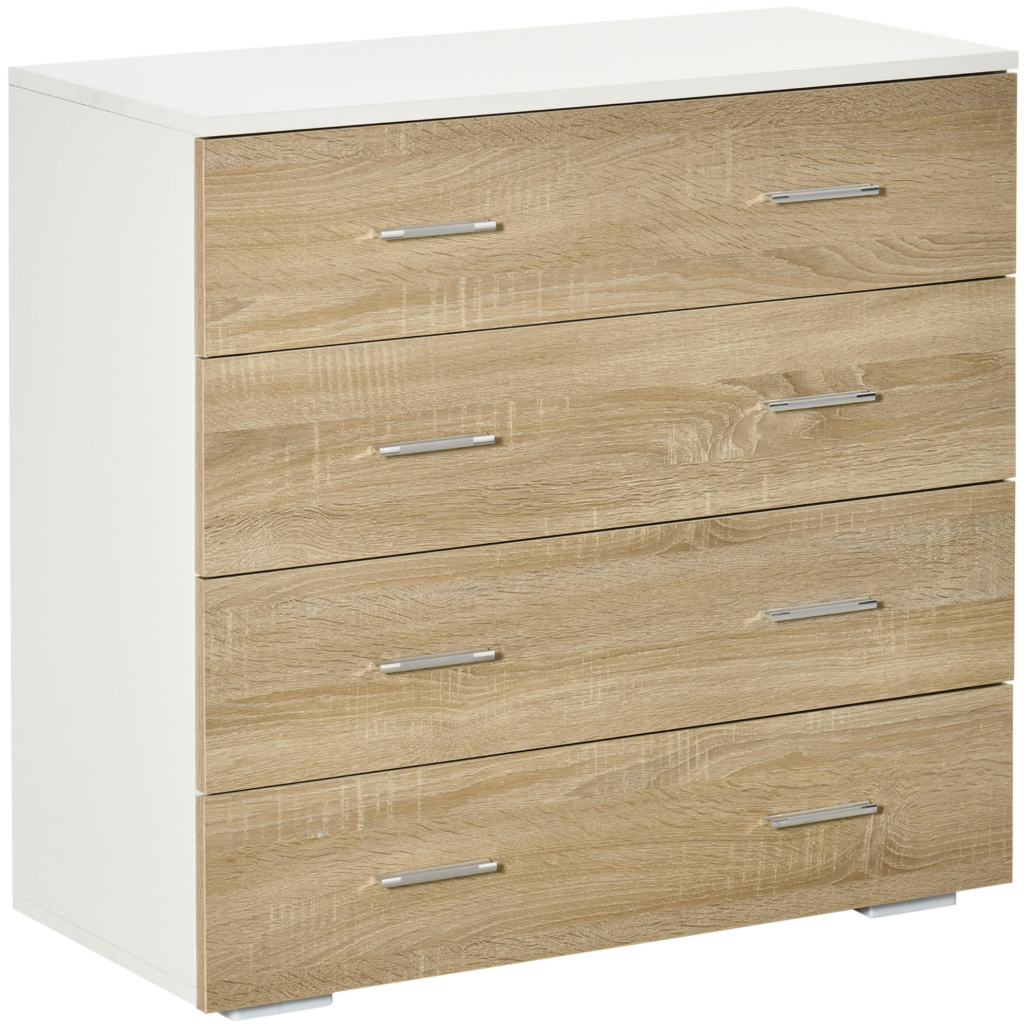 KOMOODE DE-12780 4 Schubladen, zeitgenössisch Eiche hell - Eichefarben, Holzwerkstoff (76/72/35cm) - ComfortXL