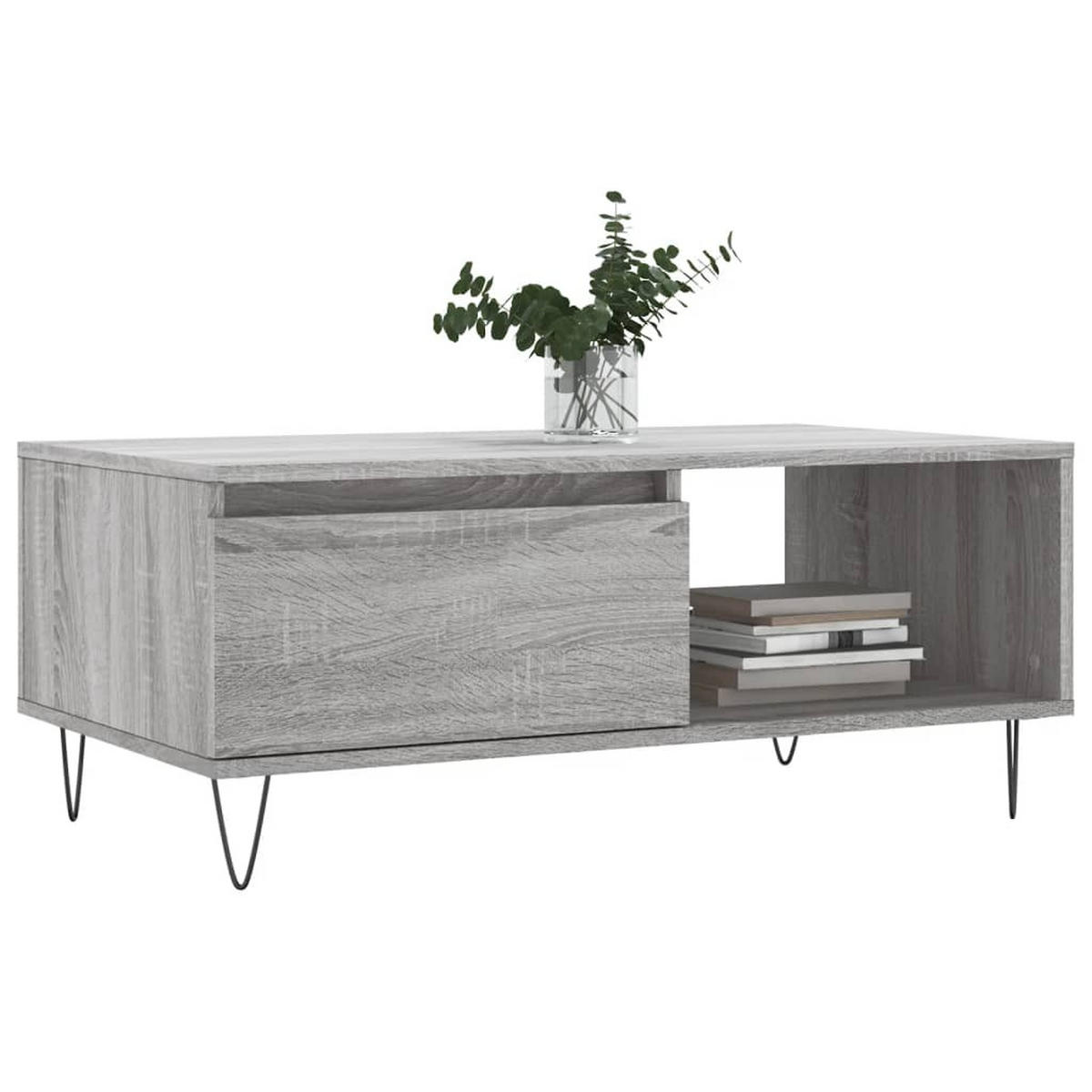 COUCHTISCH Grau Sonoma 90x50x36,5 cm Holzwerkstoff - Grau, Holzwerkstoff (50/90/36.5cm) - furnicato