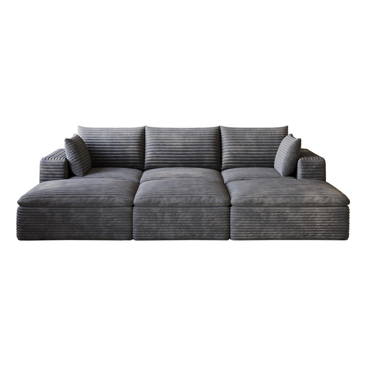 WOHNLANDSCHAFT DE-34773 modular mit 3 ottomanen Dunkelgrau - Dunkelgrau, Textil (160/60/260cm) - ComfortXL