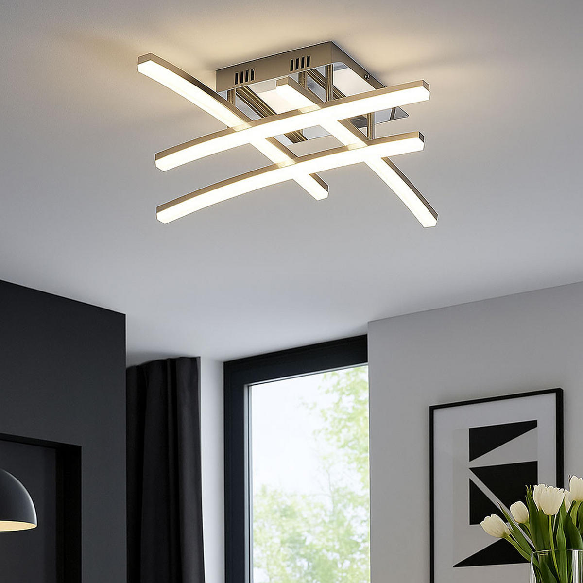 LED DECKENLEUCHTE PERTINI Chrom Transparent - Silberfarben, Metall (45/44/12.5cm)