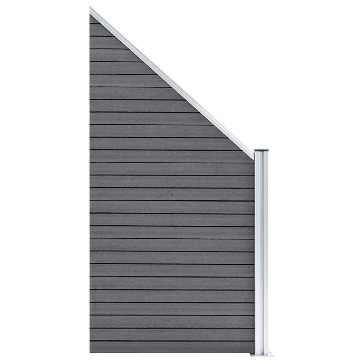 ZAUN_SET WPC 1 Quadrat + 1 Schräge 273/186 Cm Grau - Grau, Holzwerkstoff (273/186cm) - vidaXL
