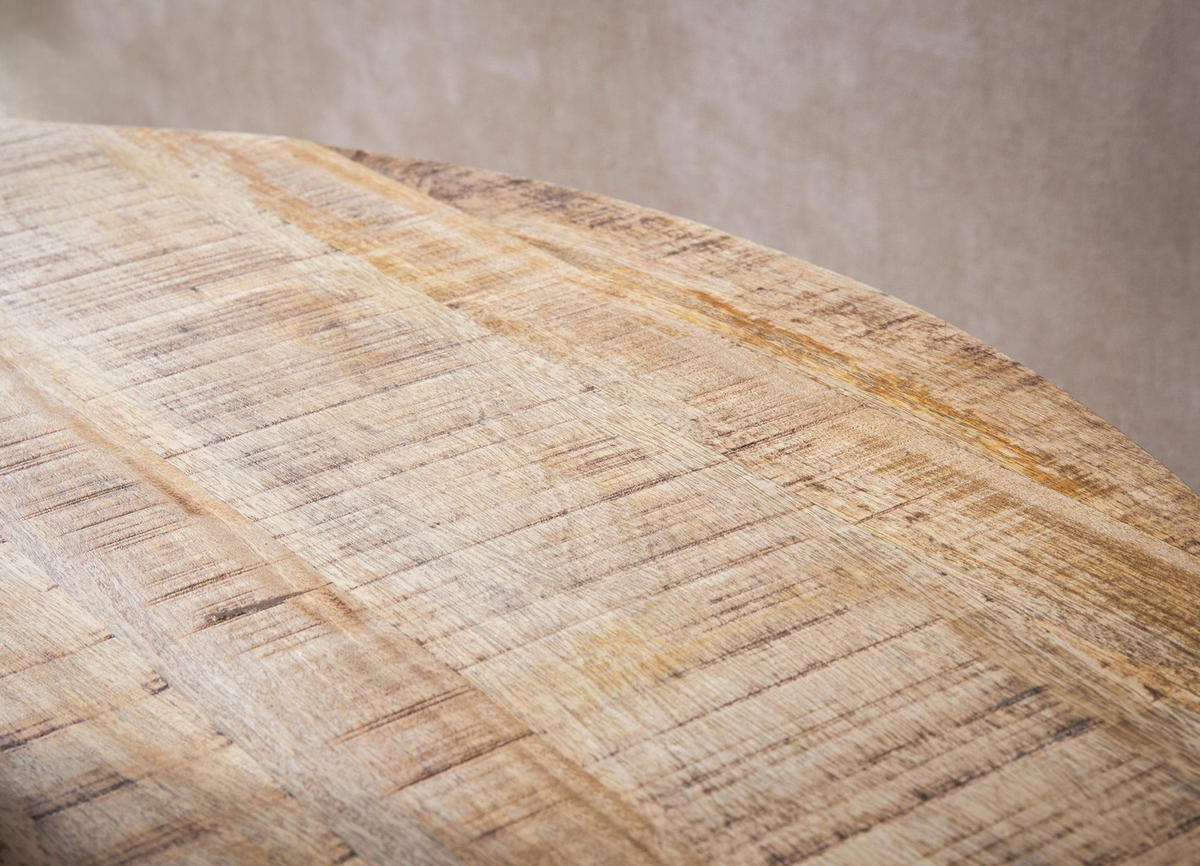 ESSZIMMERTISCH – Rund Mango Massivholz 120x120x76 cm Metallbeine - Schwarz/Braun, Holz/Metall (120/120/76cm) - KADIMA DESIGN