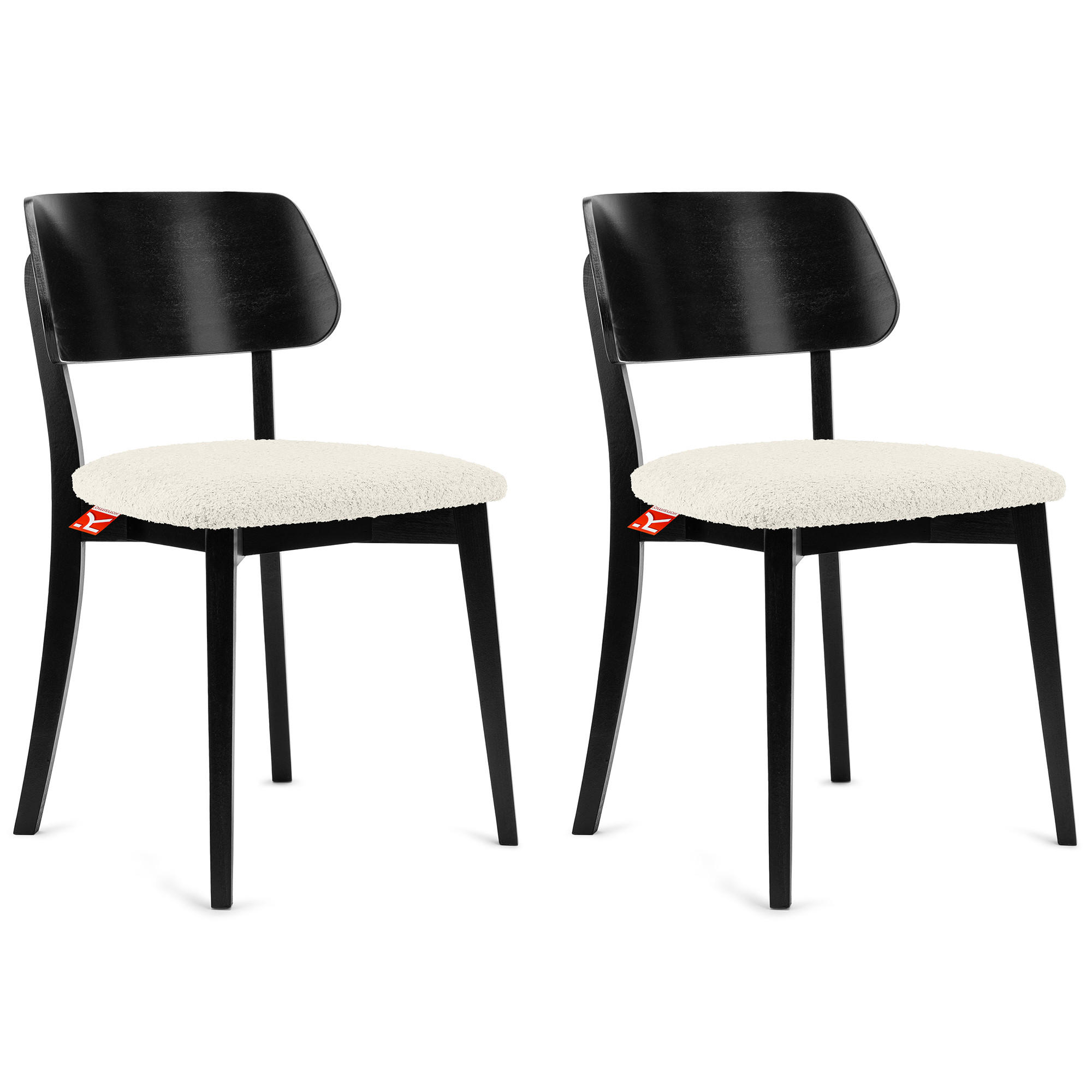HOLZSTUHL VINIS Esszimmerstuhl, 2-er Set, Bouclé - Schwarz/Weiß, Holz/Textil (47/80.5/45cm) - KONSIMO®