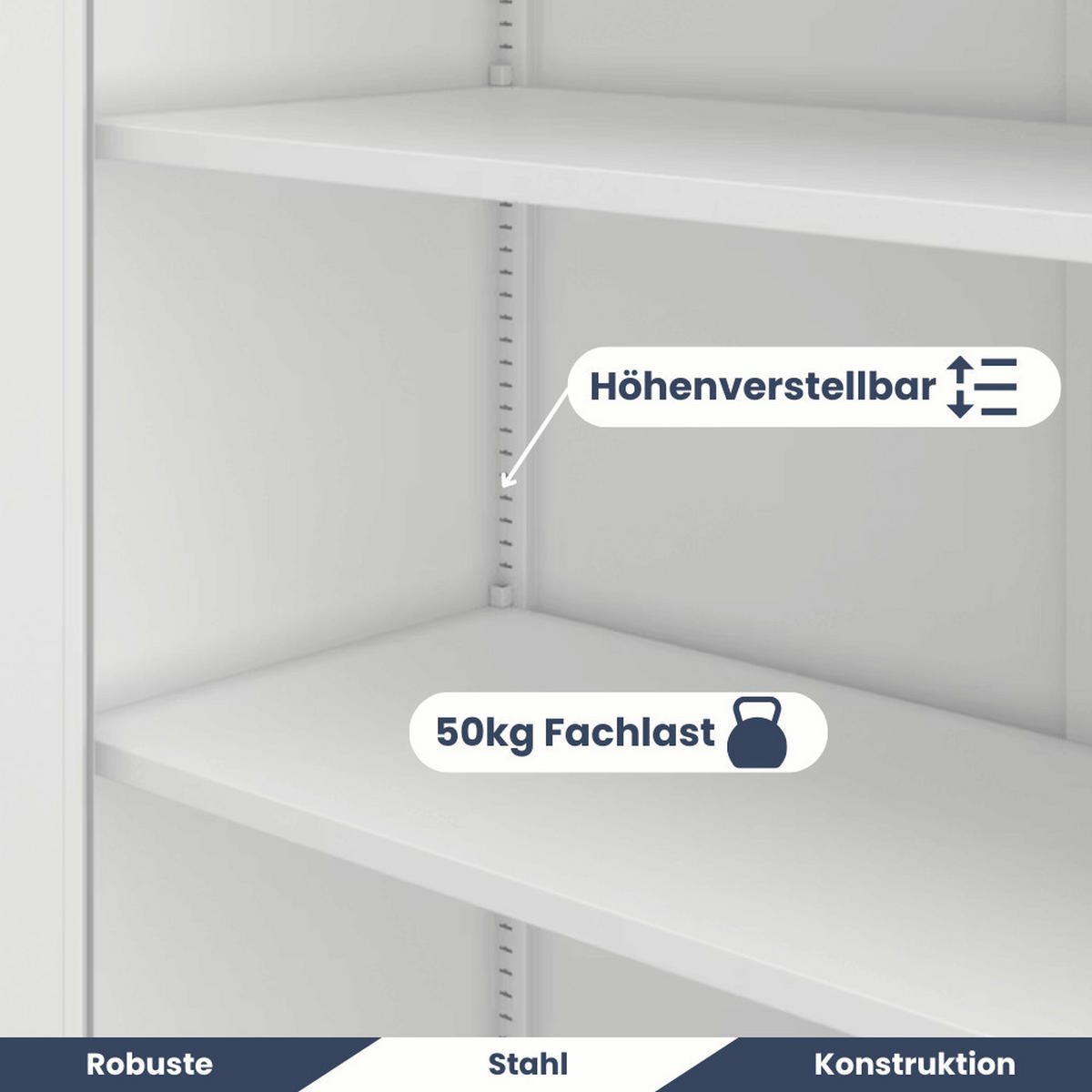 METALLSCHRANK abschließbar ODIS mit Zahlenschloss 185x90x40cm Weiß - Weiß, Metall (90/185/40cm) - DELUKE