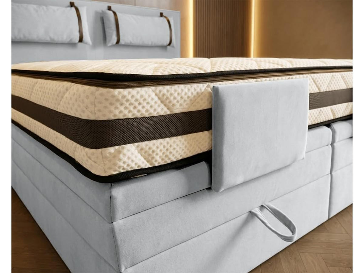 BOXSPRINGBETT 160x200 cm, PORTO, Bett mit elektrisch verstellbarem Lattenrost, Loser Matratze, Grau - Grau, Holz/Kunststoff (160/200cm) - Trada