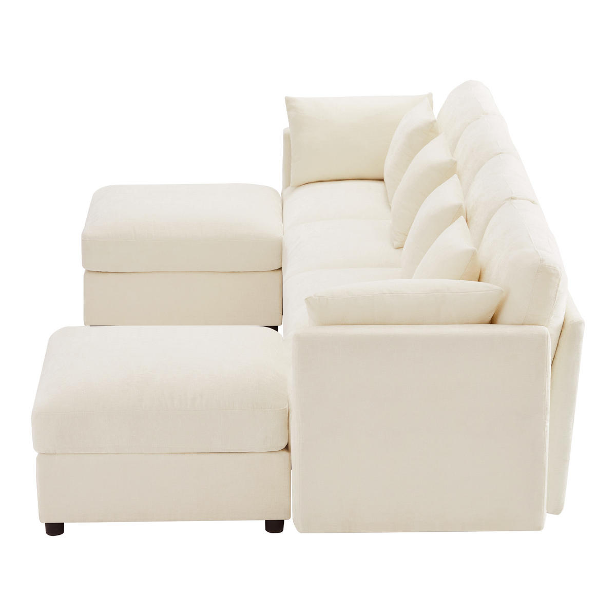 WOHNLANDSCHAFT 284/156.5/86 cm Beige mit 2 Hockern und verstellbaren Armlehnen - Beige, Textil (284/86/156.5cm) - Oxeza