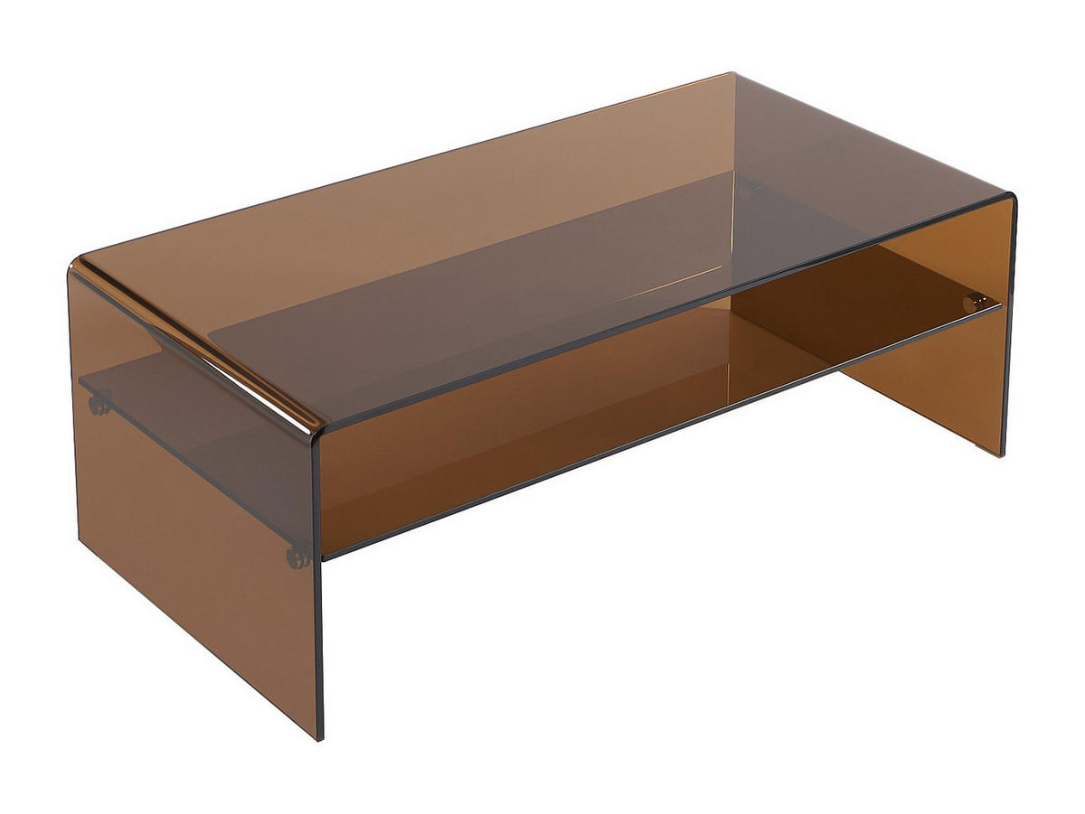 COUCHTISCH doppelt - Sicherheitsglas - Braun - STILEOS - Braun, Glas (120/60/43cm) - Vente-Unique