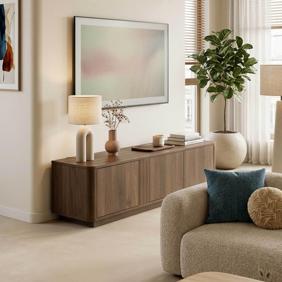 TV-MÖBEL, dunkle Holzoptik - Braun, Holz (150/40/40cm) - Oviala