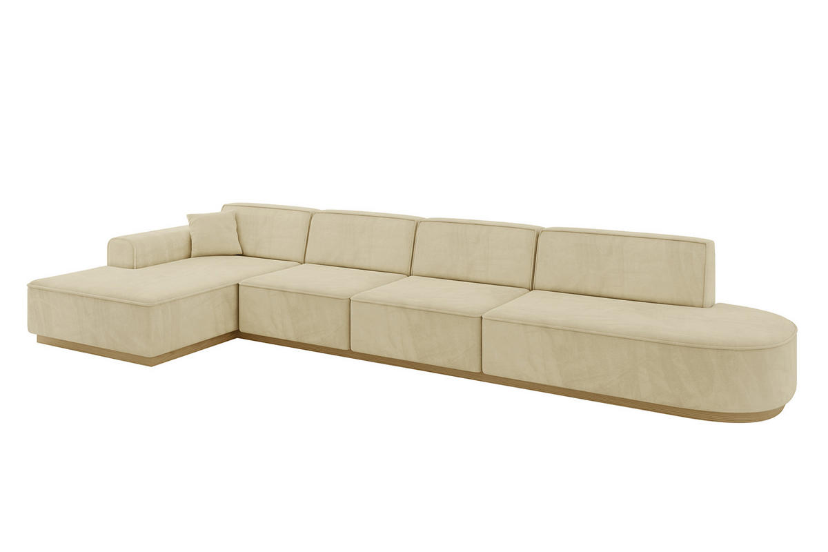 ECKSOFA Ottomane Links IREA-L3-v2 - 403x165x81 cm Beige - Beige, Holzwerkstoff/Textil (403/165cm) - ALTDECOR