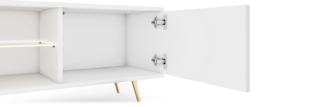 TV-SCHRANK Bello Weiß Gold 175 cm - Weiß, Holzwerkstoff (175/43.5/31.3cm) - Selsey