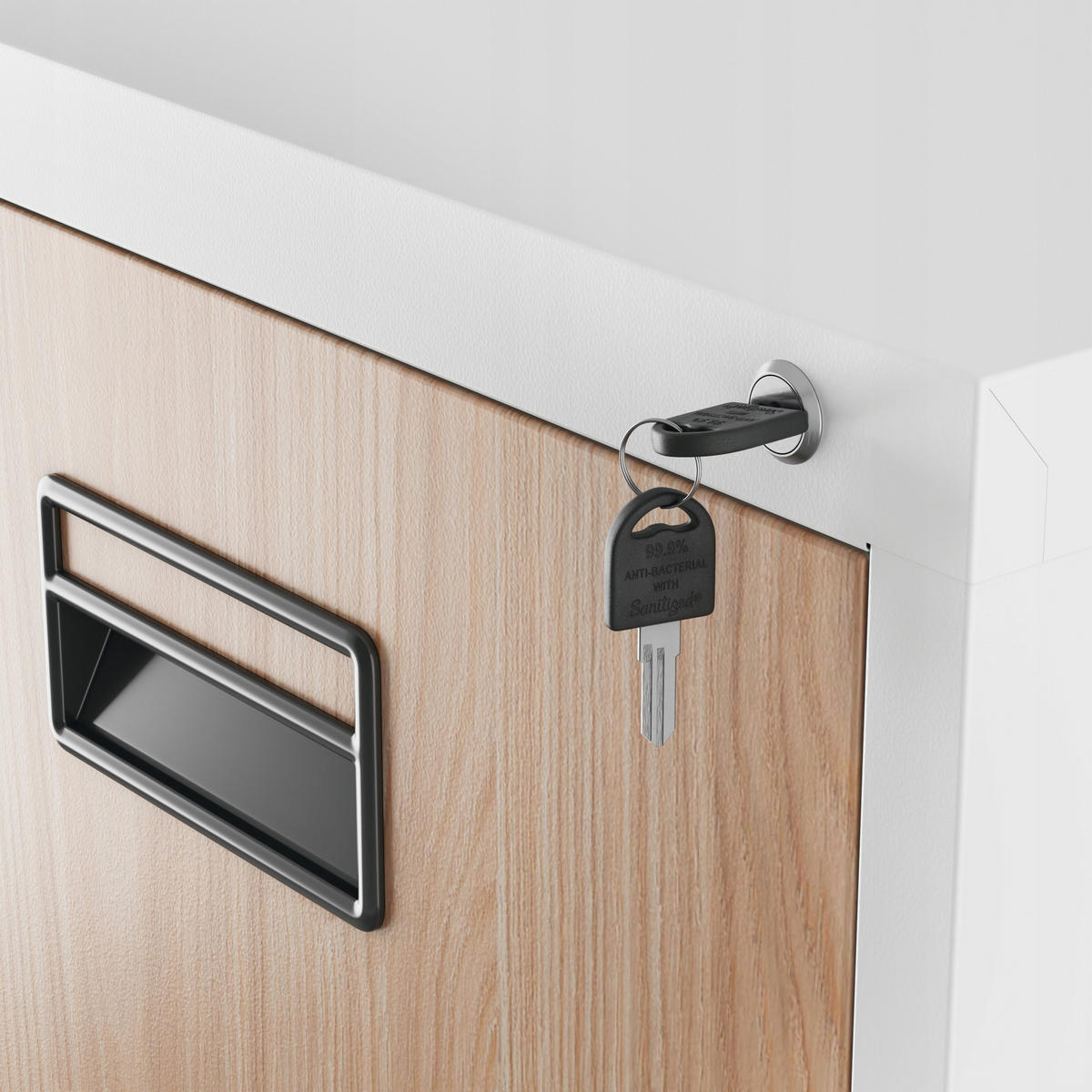 AKTENSCHRANK SARA V4 - Weiß/Sonoma Eiche, Metall (46/132/62cm) - Jan Nowak