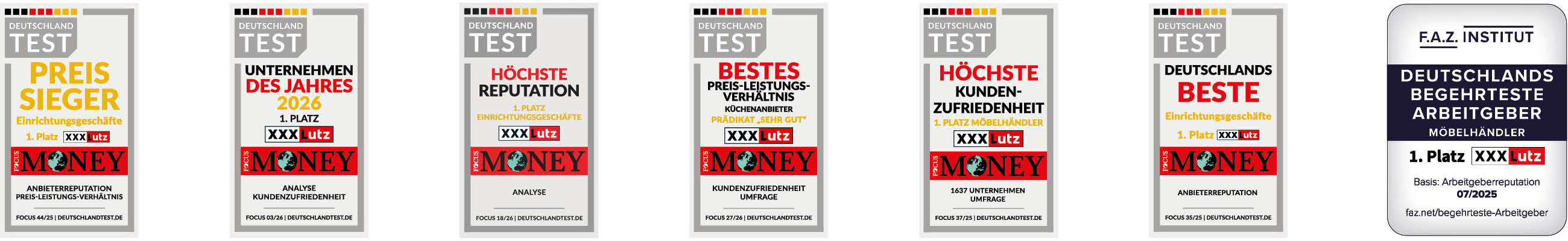 XXXLutz Siegel - DEUTSCHLANDTEST.DE und faz.net/begehrteste-Arbeitgeber