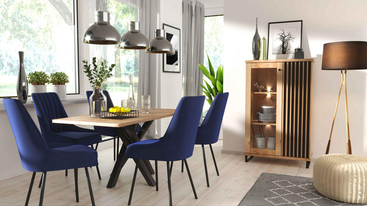 ESSTISCH ALMERIA Ausziehbar 120 - 160 / 80 x 75 cm - Schwarz/Eiche Artisan, Holz (120/80/75cm) - MASSENO