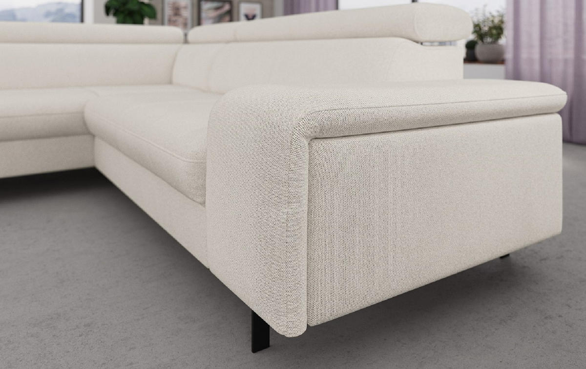 ECKSOFA mit Schlaffunktion und Bettkasten - Schwarz/Weiß, Kunststoff/Textil (262/215cm) - Cotta