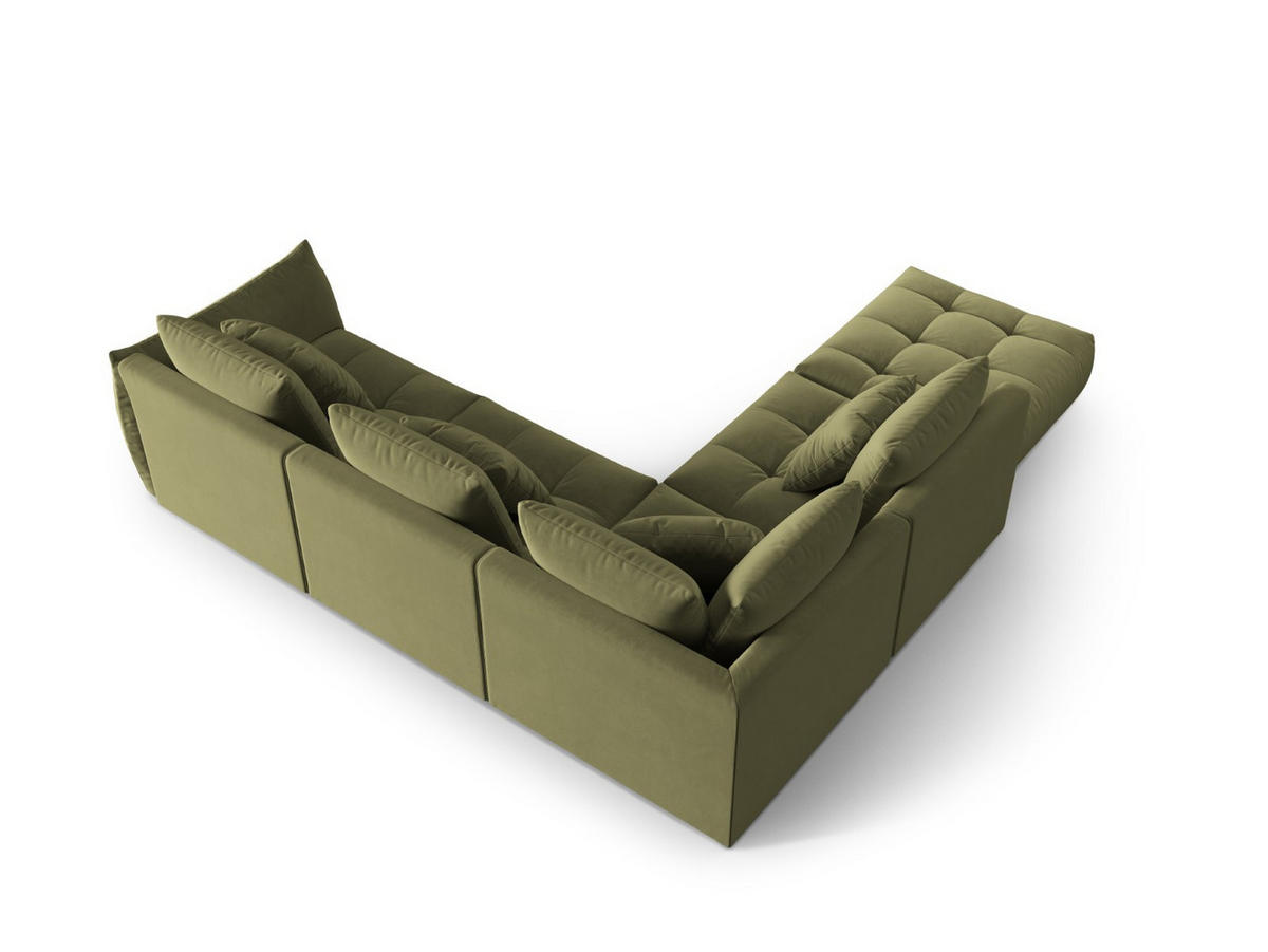 ECKSOFA modular links Bloom aus Samt hellgrün 4 Sitzplätze - Hellgrün, Textil (310/316cm) - Micadoni