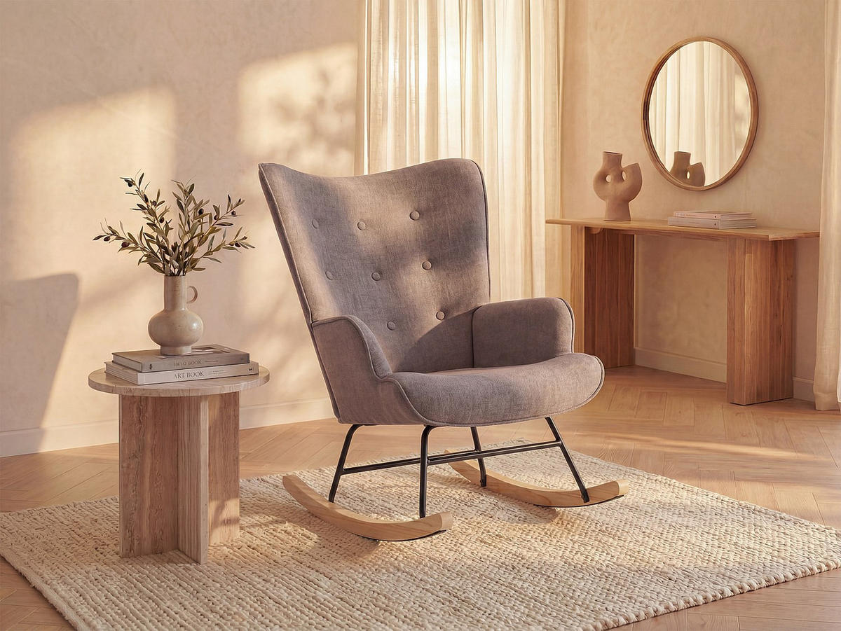 SCHAUKELSTUHL - 1 Person - Stoff - Taupe - - Taupe, Textil (86/91/68cm) - Vente-Unique