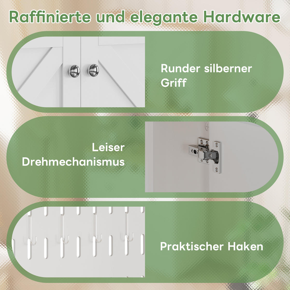 SIDEBOARD 2 Schubladen 4 Türen Weiß Silbergriffe Stauraum - Weiß, Holzwerkstoff (40/175/80cm) - FLIEKS