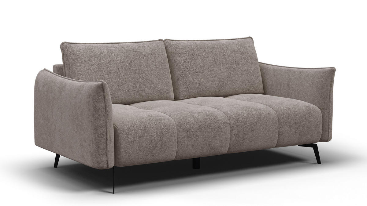 SOFA AERA 2,5-Sitzer, dunkelbeige - Beige/Schwarz, Holz/Textil (187/89/96cm) - Courtois Laville