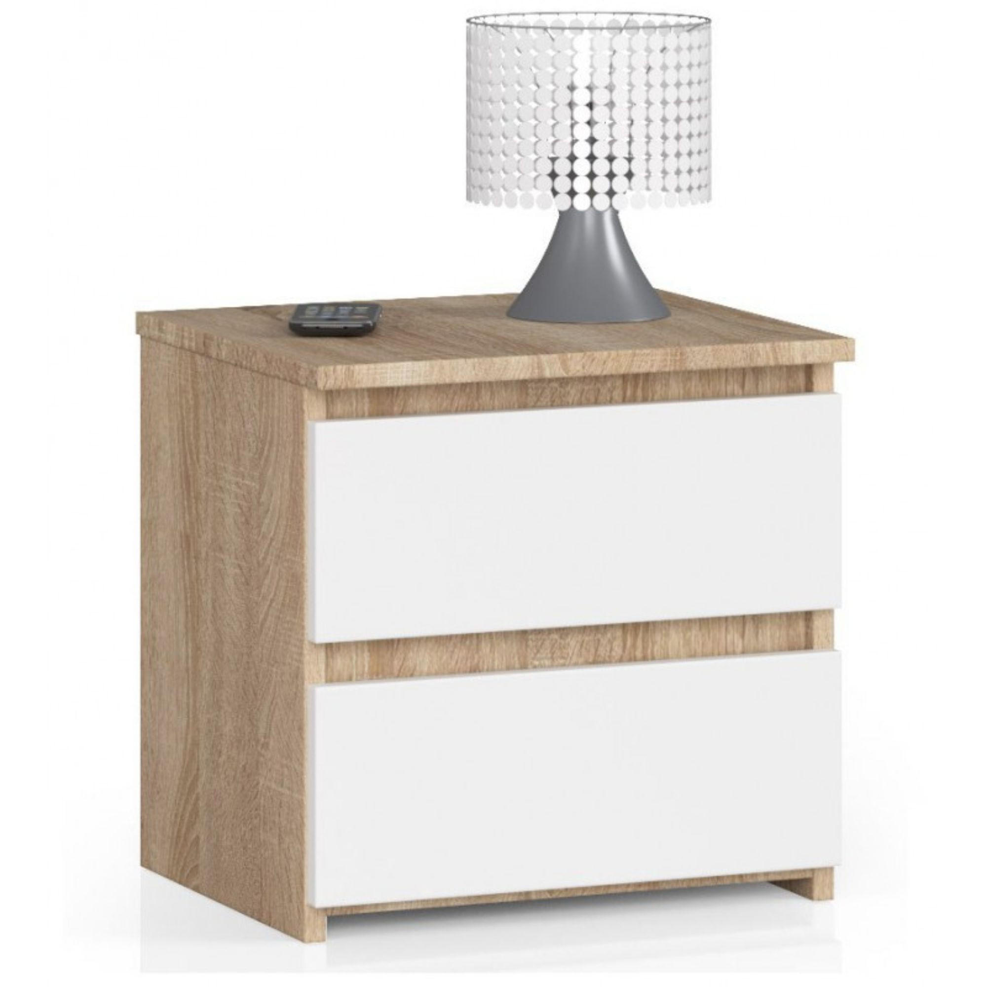 Akord Nachtschrank Sonoma Eiche, Weiß 40x40x35 cm