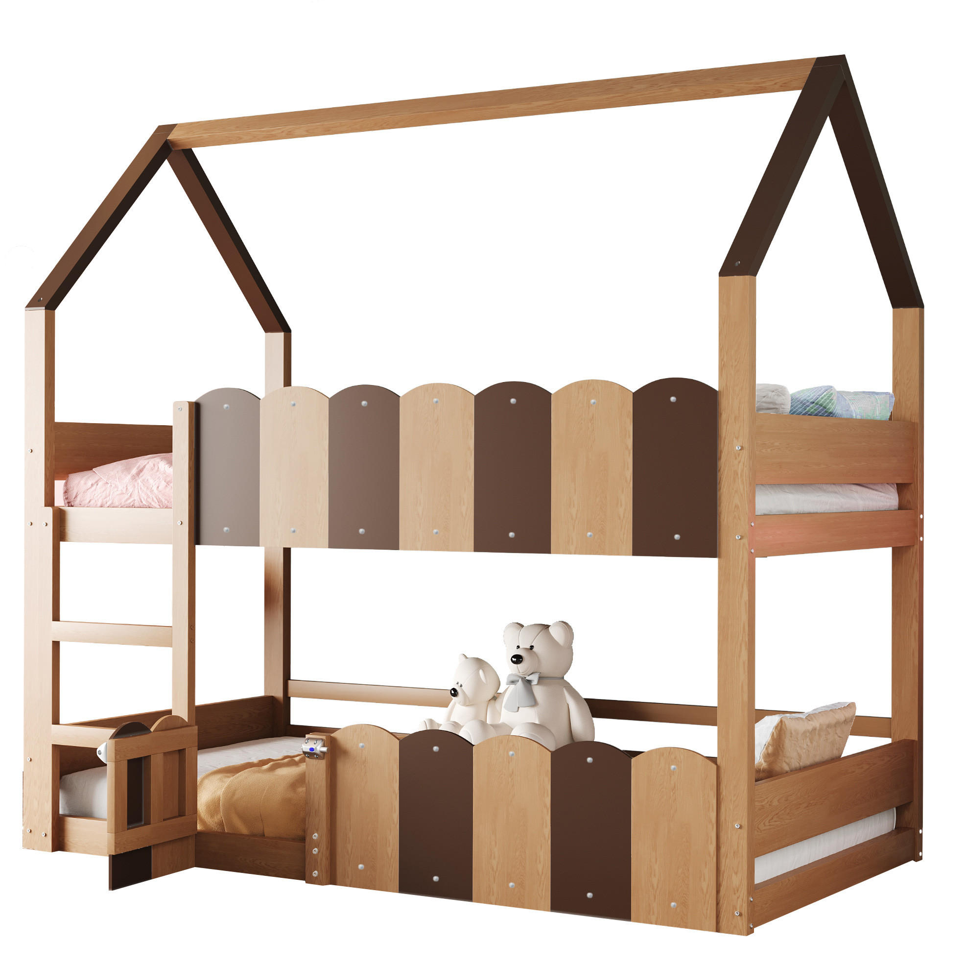 HOCHBETT Hausdesign 90/200 cm Naturholz mit Lattenrost - Naturfarben, Holz (90/200cm) - MIVRAY