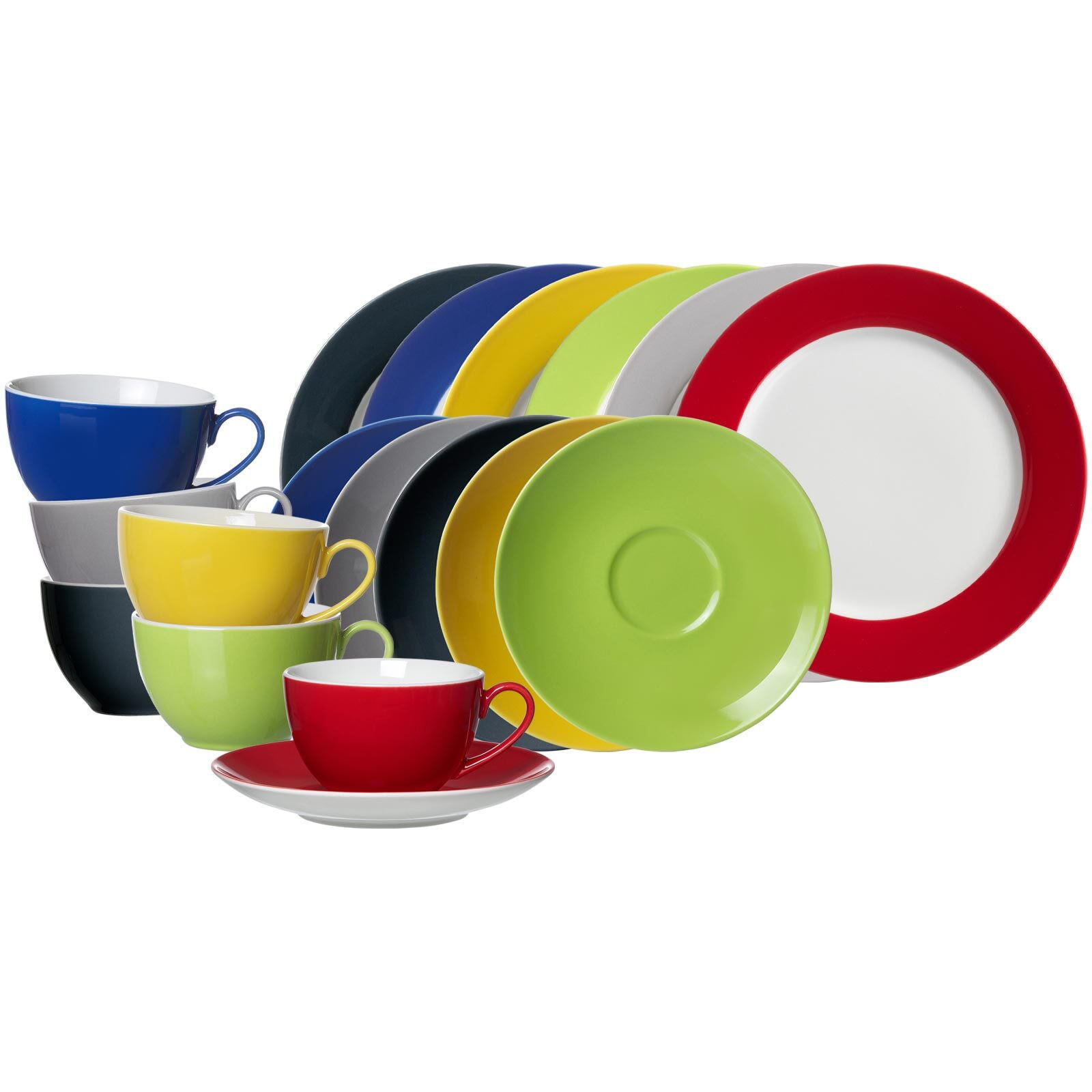 KAFFEESERVICE Doppio bunt 18er Set - Multicolor, Keramik (1/1/1cm) - Ritzenhoff Breker