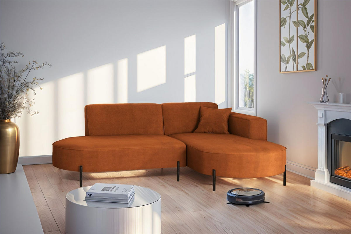 ECKSOFA Valencia Xs - Rot, Holzwerkstoff/Textil (236/165cm) - Fun Möbel