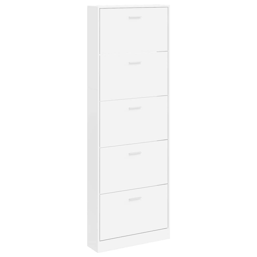 SCHUHSCHRANK Mit 5 Schuhkippern Weiss Holz - Weiß, Holz (17/169/59cm) - vidaXL