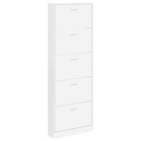 SCHUHSCHRANK Mit 5 Schuhkippern Weiss Holz - Weiß, Holz (17/169/59cm) - vidaXL