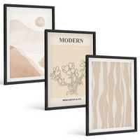 BILDER SET 3er Set - 40x60 cm Schwarzer Rahmen - Abstrakte Formen und Farben - Schwarz, Kunststoff (40/60cm) - TULUP