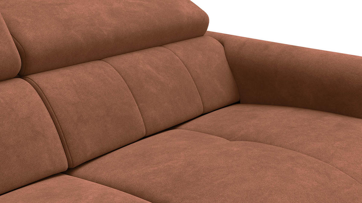 RELAXSOFA RODEN 3-Sitzer mit 2 Relax, braun, Veloursstoff - Braun, Holz/Textil (194/82/103cm) - Wozimo