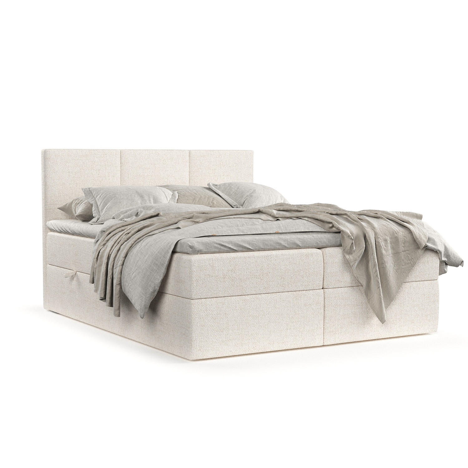 BOXBETT Jonah Creme 120/200 cm im Webstoff - Creme/Schwarz, Holz/Holzwerkstoff (120/200cm) - Maison de Reve