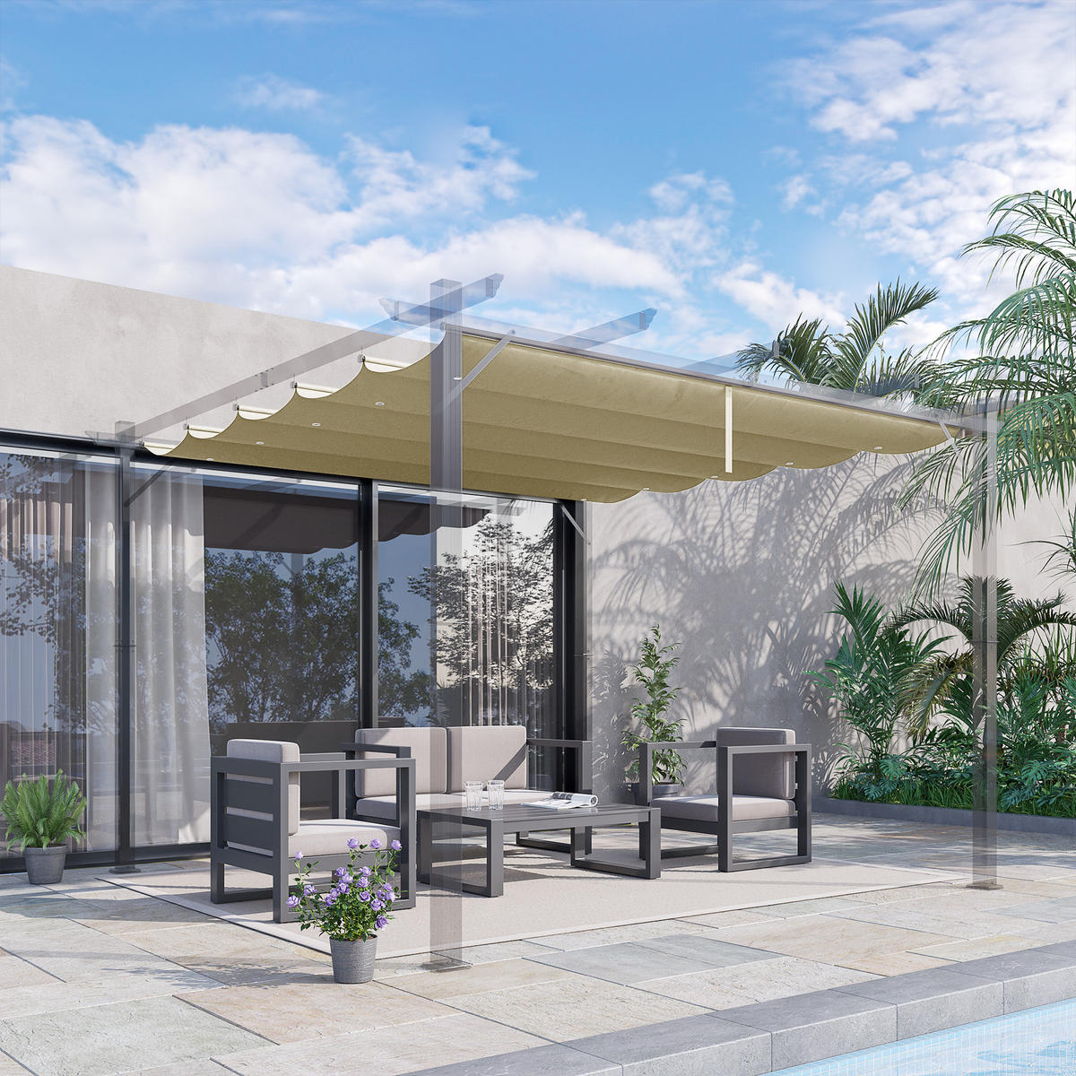 ERSATZDACH, Polyester, Beige - Beige, Kunststoff (260/6/350cm) - Outsunny