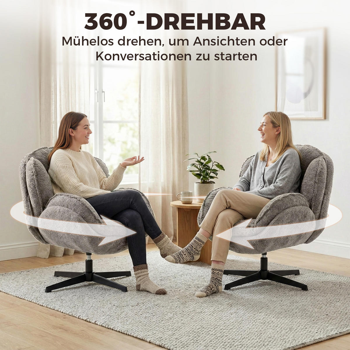 DREHSESSEL Grau 76/86/88 cm - Grau, Metall (86/88/76cm) - PANGIVO