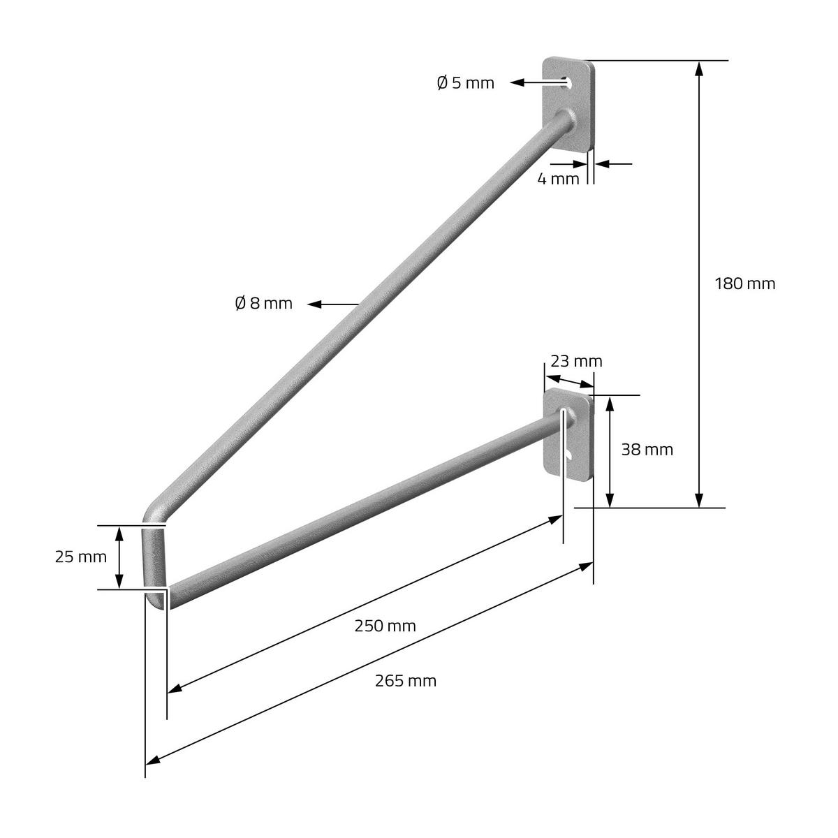 REGALHALTERUNG 2er Set 265mm Silber - Silberfarben, Metall (18/2.3/26.5cm) - ML-DESIGN