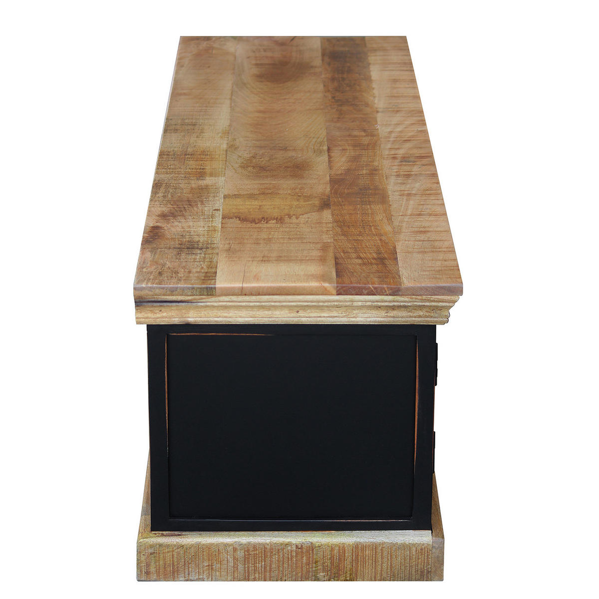 GARDEROBENBANK - Mango massiv - Schwarz, Holz (120/47/45cm) - home24