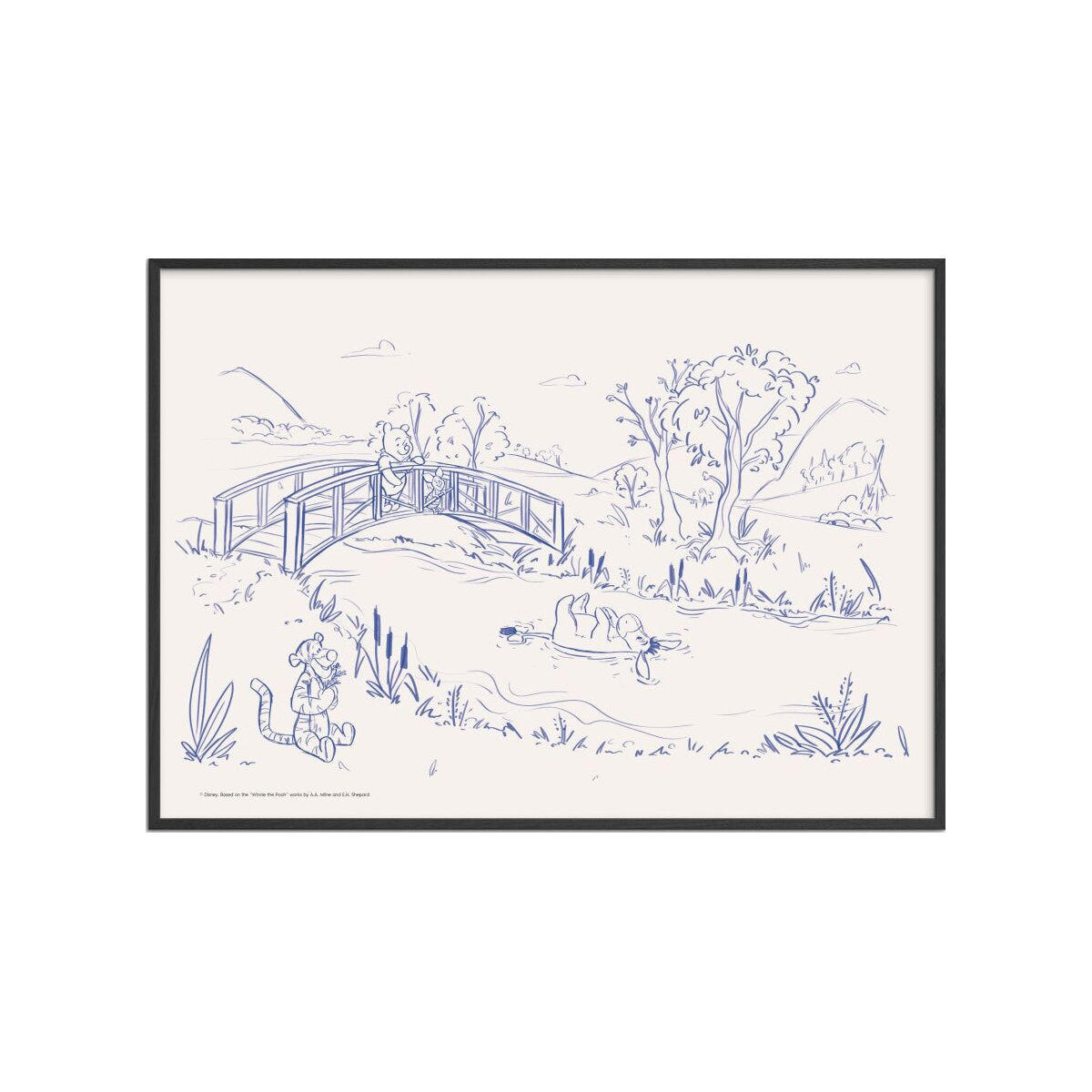 POSTER mit Rahmen Disney - Disney - Hundred Acre Peaceful Day - Beige/Schwarz, Holz/Papier (30/40cm) - Poster&Frame