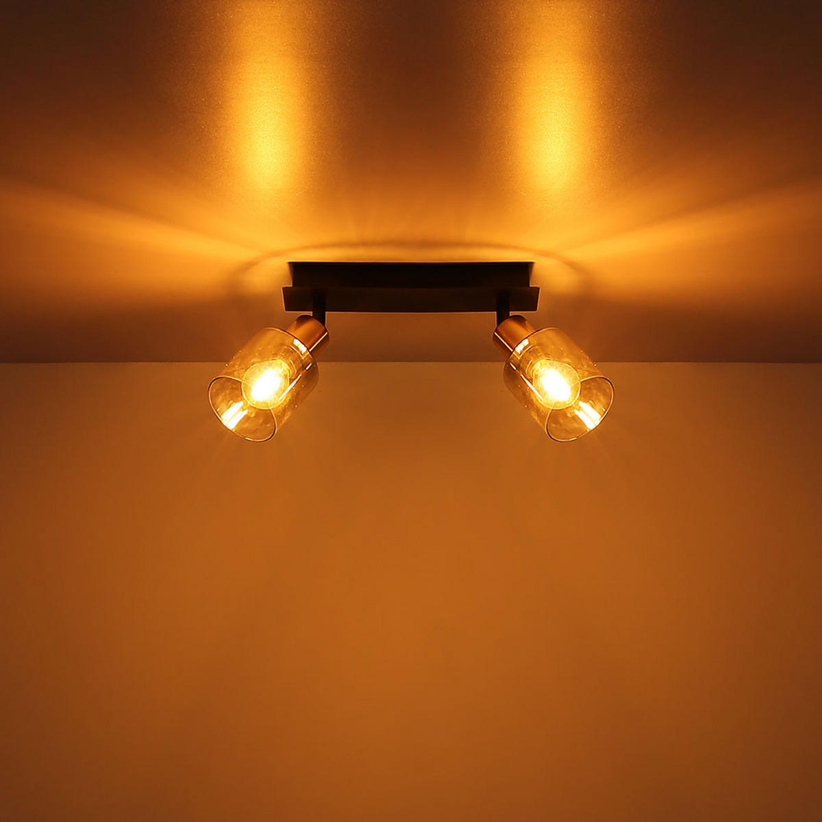 DECKENLEUCHTE Metall Schwarz Gold - Schwarz, Glas (25/8/18.2cm) - Globo Lighting