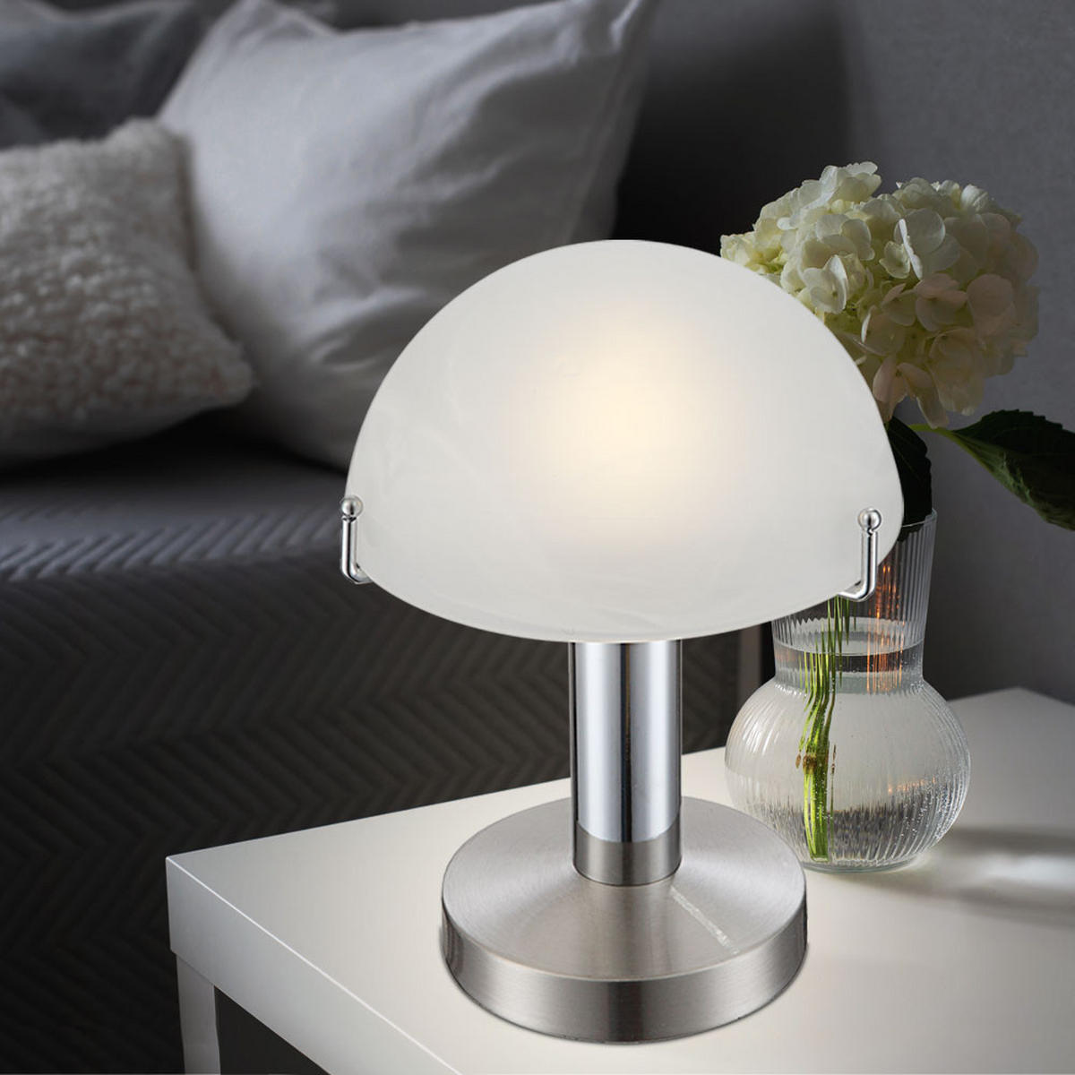 LED TISCHLEUCHTE Otti Silber Glas - Silberfarben, Glas (15/15/22.5cm) - Globo Lighting