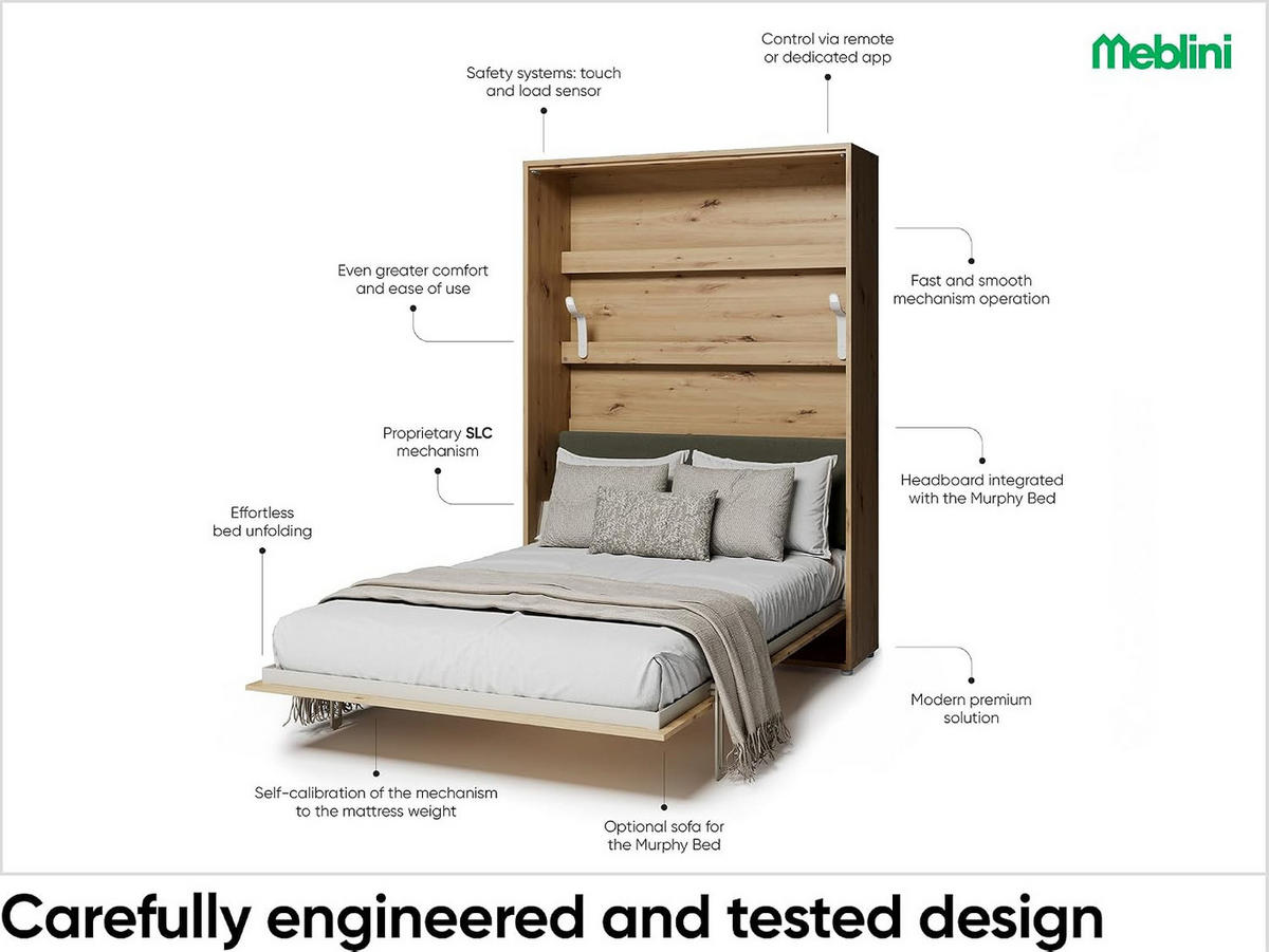 SCHRANKBETT BED CONCEPT BC-36 - Eiche Artisan/Grün, Holzwerkstoff (140/200cm)