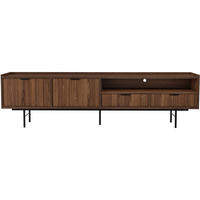 LOWBOARD Evron mit 2 Schubalden und 2 Tür, Walnuss - Walnussfarben/Schwarz, Holzwerkstoff/Metall (200/55/40cm) - Beautysofa