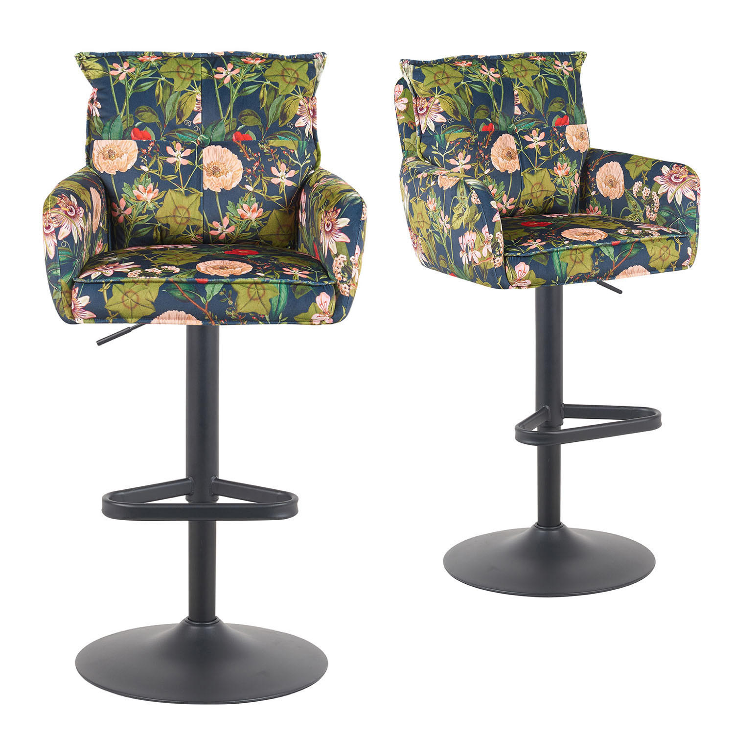 BARHOCKER Nova 2er-Set - Multicolor/Schwarz, Textil/Metall (55/100/58cm) - DUBI Möbel