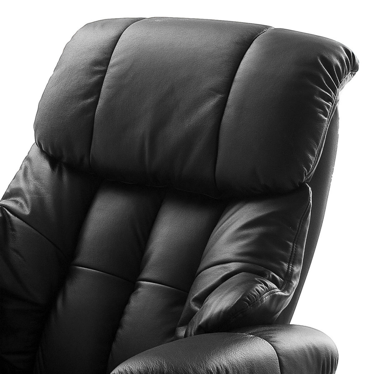 RELAXSESSEL - 2-teilig - Holzwerkstoff / Echtleder / Kunstleder - Schwarz, Leder/Birkenholz (90/104/91cm) - home24