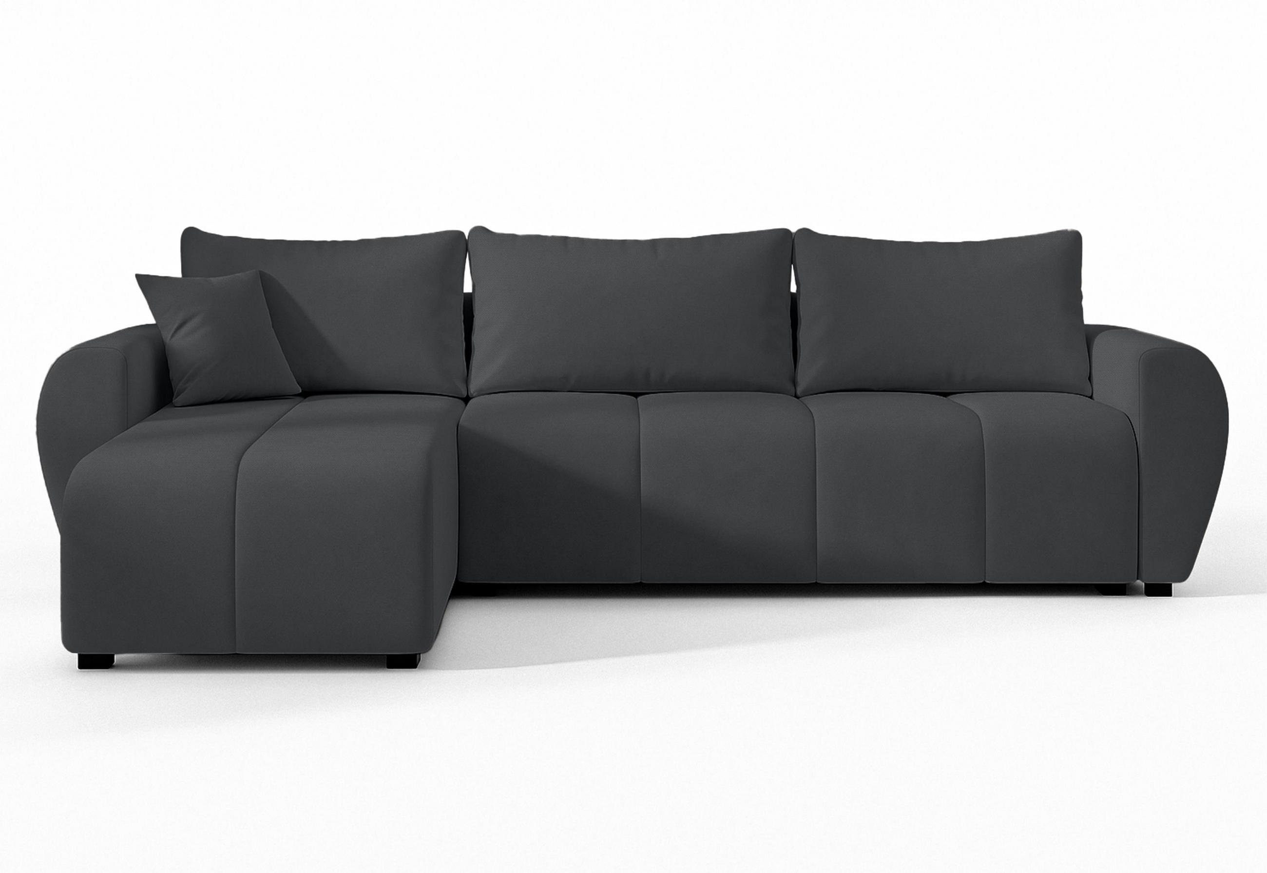 ECKSOFA L Form Malatya Dunkelgrau 246/145/82 cm stilvolle mit Schlaffunktion L - Dunkelgrau/Schwarz, Kunststoff/Textil (145/246cm) - AX Living