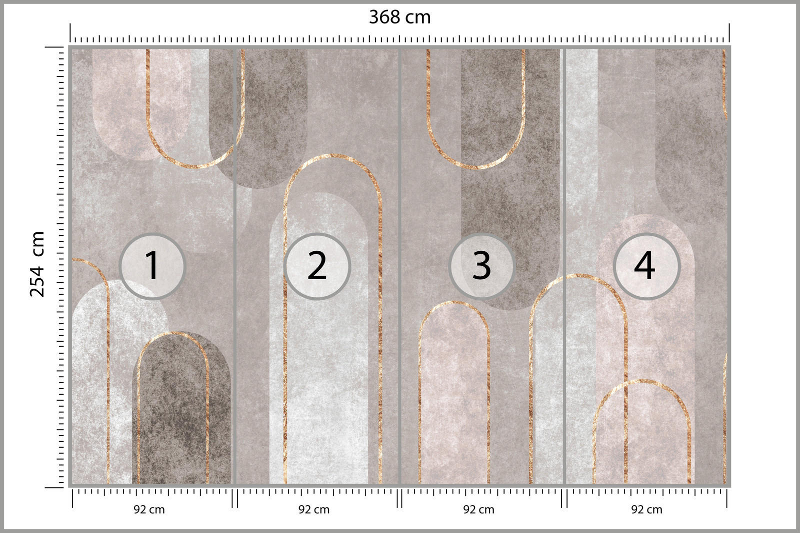 FOTOTAPETE Abstraktion Geometrische Muster Für Wohnzimmer 368x254cm - Beige/Weiß, Papier (368/254cm) - Muralo