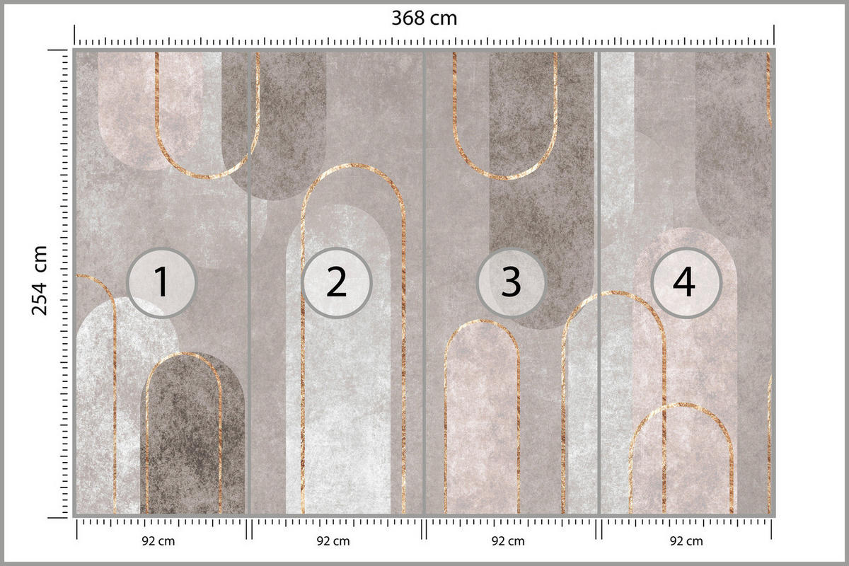 FOTOTAPETE Abstraktion Geometrische Muster Für Wohnzimmer 368x254cm - Beige/Weiß, Papier (368/254cm) - Muralo